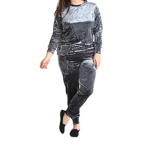 Multi Color <b>Patterned</b> Fitness Winter Warm <b>Women</b> Round Neck Top and Skin <b>Tight</b> Bottom Velvet Tracksuit Wholesale - Product Image 2