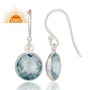 Boucles d'oreilles en topaze bleue naturelle, 100 pièces, pierres précieuses en argent Sterling fin, pendantes, fabrication de bijoux - Product Image 3
