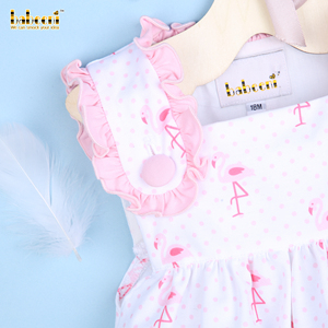 Conjunto de Rompers de Lujo para Bebés Niñas Babeeni con Estampado de Flamencos, 100% Algodón, Certificado OEKO-TEX, Ignífugo y con Aislamiento Térmico - Product Image 3