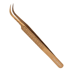 Gold Diamond Cut Design Wide Curved Tip Tweezer for Eyelash Extensions Private Label, Eyelash Extension Wide Curved Tip Tweezer - Product Image 3