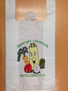 Sac en plastique biodégradable HDPE à soufflets latéraux sur rouleau avec poignée gilet et impression flexo 1 à 6 couleurs - Product Image 5