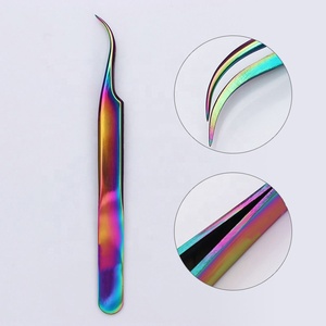 Lot de 2 pinces à cils en acier inoxydable de qualité supérieure, arc-en-ciel, avec logo personnalisé, outils d'extension de cils, Zullo Industries - Product Image 2