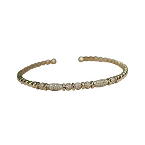 Joyería de diamante Natural de diseño único, brazalete de oro amarillo sólido de 14k, fabricante de joyería fina al por mayor