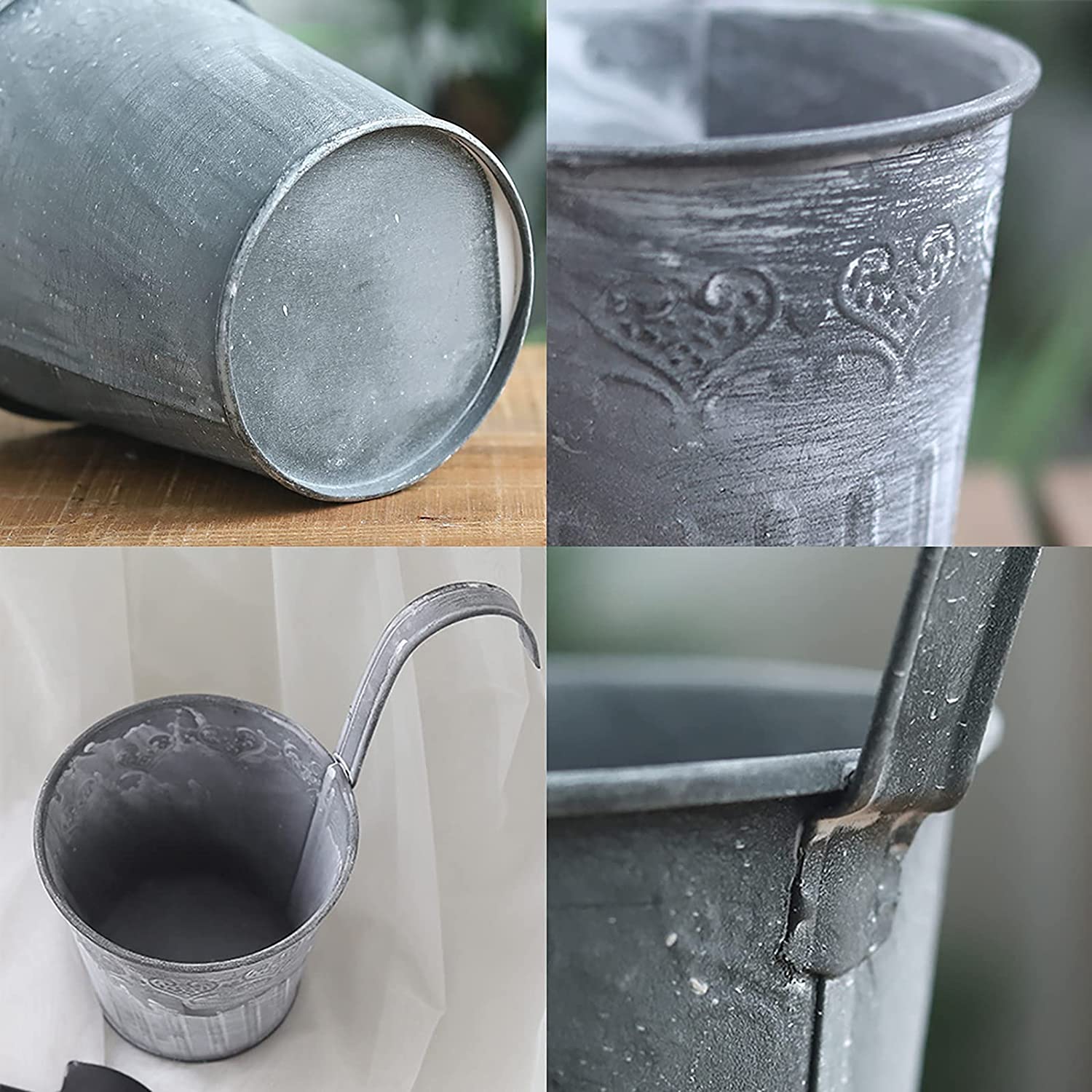 Set Di 3 Vasi Da Fiori Sospesi In Metallo, Vasi In Ferro Con Ganci Vasi Da Balcone Da Appendere 96556759