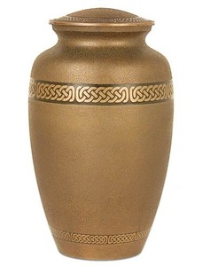 Urnes funéraires métalliques élégantes de style américain, couleur argent, avec trois bandes décoratives, pour souvenir funéraire - En solde - Product Image 6