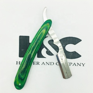 New Razor Green Wood Handle <b>Barber</b> Razor Custom Razor Changeable <b>Blade</b> Pakistan Made Wood Handle logo packing - Product Image 6