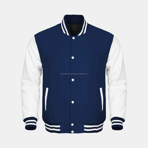 Chaqueta Varsity de Invierno Azul de Alta Calidad con Cuello Alto y Bordado Personalizado de Béisbol - Product Image 1