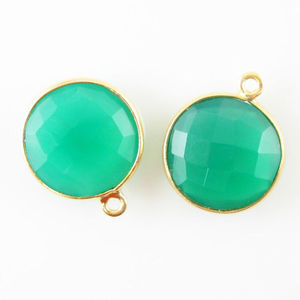 Pendentif en argent sterling 925 Onyx vert boucle unique breloques plaquées or pour la fabrication de bijoux cadeau - Product Image 1