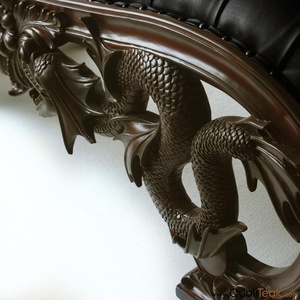 Banco de cuero tallado antiguo Banco de extremo de cuero genuino Mano Dormitorio Sala de estar Hotel Apartamento Muebles de madera para el hogar - Product Image 2