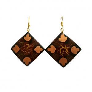 ต่างหูทรงสี่เหลี่ยมเคลือบทองอัลลอยด์เคลือบเงา ดีไซน์ทันสมัยสำหรับผู้หญิง เครื่องประดับคุณภาพงานฝีมือ - Product Image 2