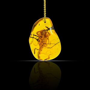 Insecte Ambre Synthétique 47x36mm Inégale Déboule Avec Percé Pierre 73.20 Carats Pour Collier Pendentif - Product Image 2