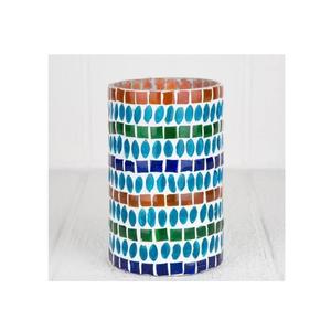 <b>Multi</b> <b>Color</b> Mosaic Design Candle Holders Tabletop Lantern Glass Votive Holder Cylinder Shape Tea <b>Light</b> Holder for Festivals - Product Image 1