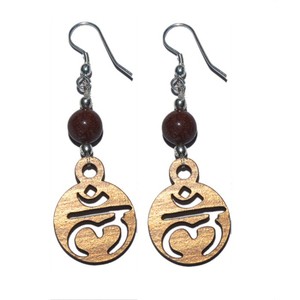 Gemstone crystal Root Chakra Symbol <b>Earring</b> - Product Image 1