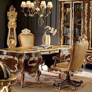 เก้าอี้ผู้บริหารไม้หรูหราทันสมัยพร้อมที่วางแขนปรับระดับความสูงได้-ดีไซน์แกะสลักไม้สไตล์ยุโรป - Product Image 1