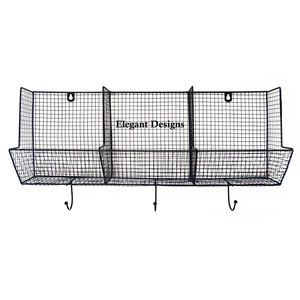 Handmade <b>Wire</b> <b>Basket</b> Square Shape Metal Wall <b>Basket</b> Black Power Coated Vintage Iron <b>Hanging</b> <b>Basket</b> Set Best Storage Wholesale - Product Image 5