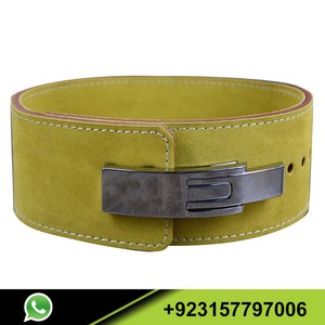 Skye Blue Cow Hide Leather Gym Workout Belt Logotipo personalizable Powerlifting Palanca Hebilla para levantamiento de pesas y ejercicio - Product Image 5