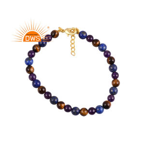 Bracelet de haute qualité en œil de tigre naturel jaune, lapis-lazuli et améthyste 2026 pour femmes - Fabricant de bijoux - Product Image 1
