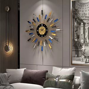 Pendule antique cadre en métal, grande horloge murale décorative, carré, pour la maison - Product Image 3