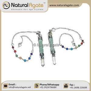 Venta al por mayor Curación Cristal Verde Aventurina Espiral Chakra Péndulo para la venta | Péndulo de jaula de 7 Chakras para collar - Product Image 6