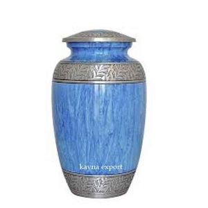 โกศบรรจุอัฐิสำหรับผู้ใหญ่ รุ่น KY-1272 ยี่ห้อ Kayna Export สินค้าขายดี ดีไซน์เฉพาะตัว แกะสลักลายโลหะ สีฟ้าเคลือบเงา ขนาด 200 คิวบิกอินช์ - Product Image 5