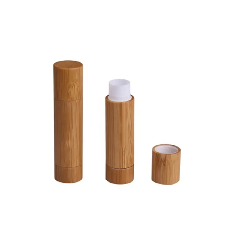 Wholesale DIY bamboo 5ml lip balm tubes / empty lipstick packaging / wood lipstick container