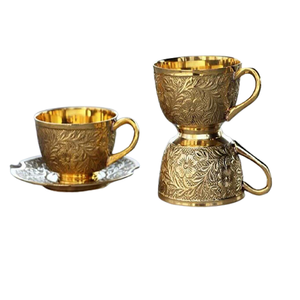 Tasse et soucoupe de couleur or en laiton de conception unique tasse et soucoupe de forme et de taille personnalisées avec la qualité de luxe - Product Image 5