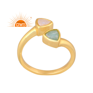 925 Sterling Silver Natural Amazonite And Rainbow <b>Moon</b> <b>Stone</b> Gemstone Adjustable <b>Ring</b> Jewelry For Women Gift For Her - Product Image 1