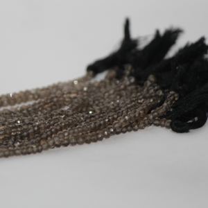 Cuentas de piedras preciosas Rondelle facetadas de cuarzo ahumado marrón Natural de 3mm y 4mm para fabricación de joyas de fabricante precio al por mayor - Product Image 3