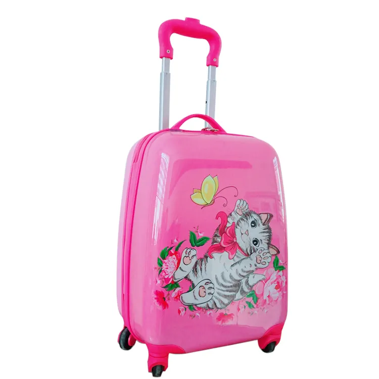 Children School Luggage 14 16 inch ABS PC Trolley Bags Kids Cute All Print Wheeled Backpack Suitcase