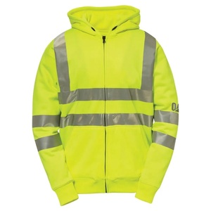 High Visibility <b>Orange</b> Windproof Polar Fleece Reflective Softshell Jacket <b>Hi</b> <b>Vis</b> Hoodie - Product Image 4