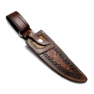 OEM Trending Rich Grain Shaded Leather Sheath for Fixed Blade Bowie Knives