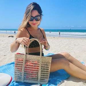 Ouverte naturel tissage herbiers d'été sac fourre-tout 2021 - Product Image 4