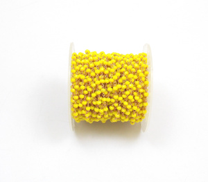 Chapelet tendance fait main en calcédoine jaune avec perles, chaîne en CZ, connecteurs en laiton plaqué or et agate, forme rondelle, composants de bijoux - Product Image 1