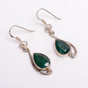 Elegant Green <b>Emerald</b> <b>Drop</b> <b>Earrings</b> For Women 925 Sterling Silver Teardrop Vintage Dangle Gemstone Jewelry - Product Image 4