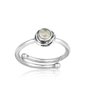 Anillo de Plata de Ley 925 con forma de luna de arcoíris Natural, anillo redondo oxidado - Product Image 2