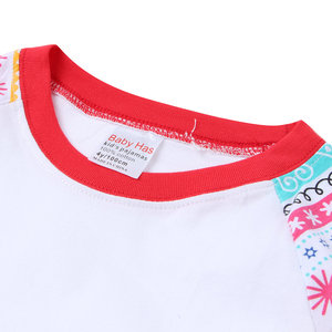 Pyjamas d'été en tricot pour enfants en vrac, vêtements de nuit rayés, ensemble de pyjama de Noël avec motif d'élan, broderie de lettres, pyjama de Noël pour tout-petits - Product Image 3