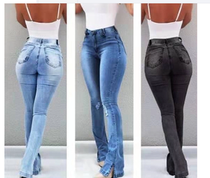 Breathable Popular Hot Selling Stretch Flared High Waist <b>Women</b> <b>Jeans</b> Washable <b>Women</b> Flared Trousers <b>Women's</b> <b>Jeans</b> - Product Image 4