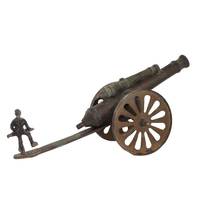 Sculpture de table artisanale en laiton vintage représentant un soldat canonier - Décoration de mariage, cadeau