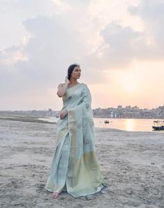 Abito da cerimonia nuziale stile Banarasi in seta con Design per donna a prezzo all'ingrosso <span class=keywords><strong>bazar</strong></span> - Product Image 4