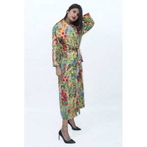 Nouvelle arrivée 100% coton fait à la main léger Long Kimono Robe élégant tunique vêtements de plage robe de nuit col en v imprimé fleuri adultes - Product Image 4