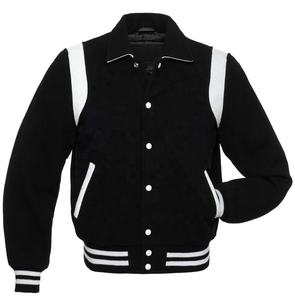 Veste pour hommes personnalisée de haute qualité Design universitaire Letterman élégant avec laine vêtements d'hiver en cuir véritable avec matériau en duvet - Product Image 3