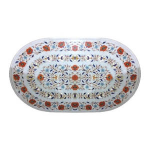 ที่สวยงามรูปไข่หินอ่อนฝังการออกแบบตารางด้านบน - Product Image 1