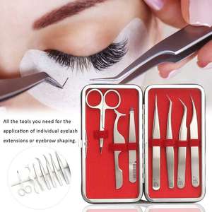 PINK Set of 6 Stainless Steel Eyebrow & <b>Eyelash</b> Tweezers with Curved Tip Mirror Finish Anti-Static 2026 - Product Image 4