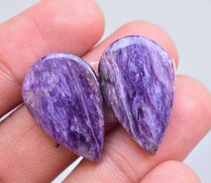 Lot de pierres précieuses Charoite naturelles, 10 pièces, couleur violette, cabochons amples - Product Image 4