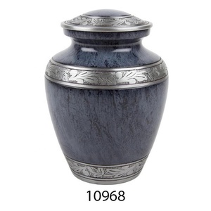 Urna de recuerdo de aluminio grabado tradicional para cenizas, suministros funerarios indios, urnas de cremación para cenizas - Product Image 3