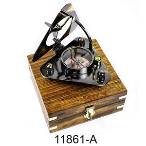 Brújula de latón pesado, esfera solar de navegación con caja de madera, regalos náuticos, brújula de vigilancia, color verde oscuro - Product Image 2