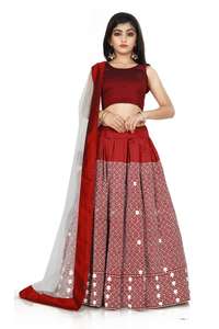 Conjunto de Falda y Top Corto para Niñas / Lehenga Choli con Dupatta para Bodas y Fiestas, Vestidos Infantiles, Venta al por Mayor, con Pedrería - Product Image 3