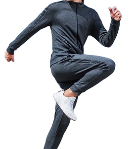 Wholesale Men's Front Full Zip Tight Neck Causal Tracksuit With Side Stripe Men's Slim Fit Sweatsuit - Product Image 4