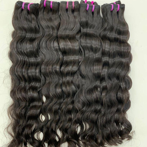 Extensiones de cabello humano ondulado Remy virgen Extensiones de cabello indio crudo sin procesar Paquetes de cabello ondulado de India para precio de fábrica - Product Image 1