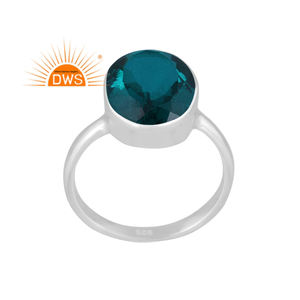 Anillo apilable de piedras preciosas de cuarzo aguamarina doble Natural de plata de ley fina 925 para fabricante de joyería de mujer - Product Image 1